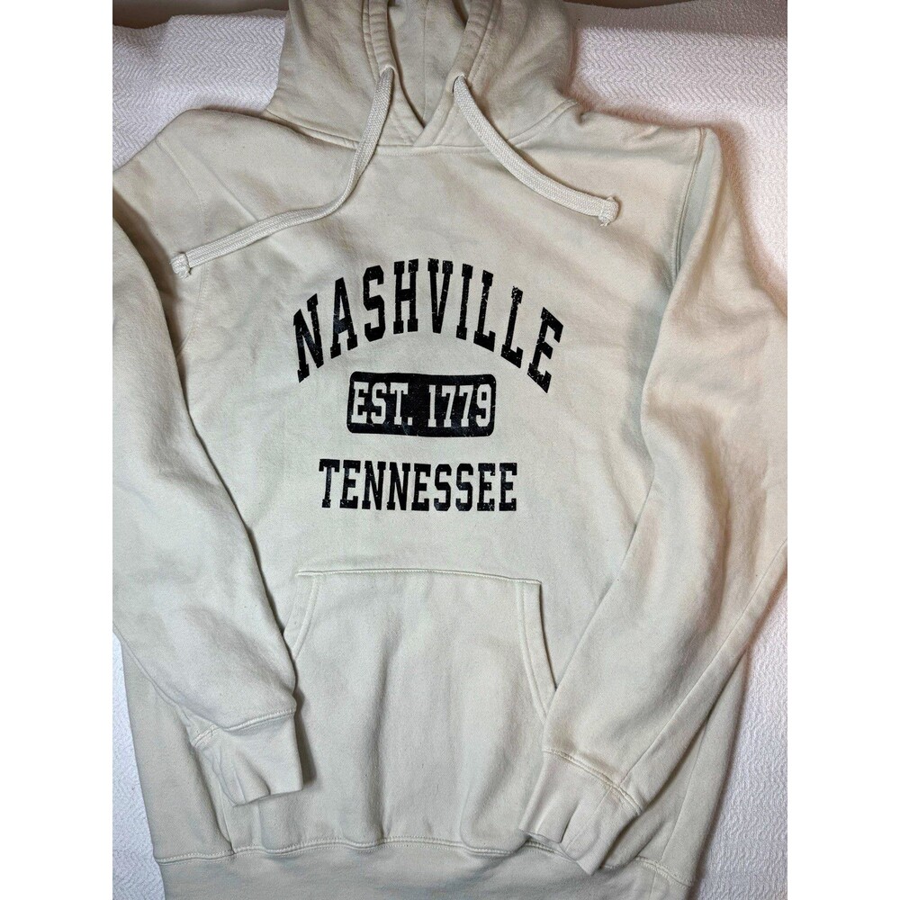 Freeway Exchange Men's M Beige Fleece Pullover Hoodie Nashville TN Graphic Print